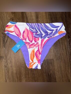 NWT CupShe Floral Purple High Cut Cheeky Bikini Bottom